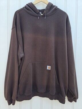 Carhartt Brown Pullover Hoodie Sweatshirt K288 DKB Mens 2XL